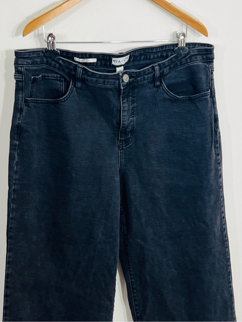 Ava & Viv Wide Leg Black Classic 5 Pocket Jeans High Rise Streetwear Size 18 - Picture 3 of 9
